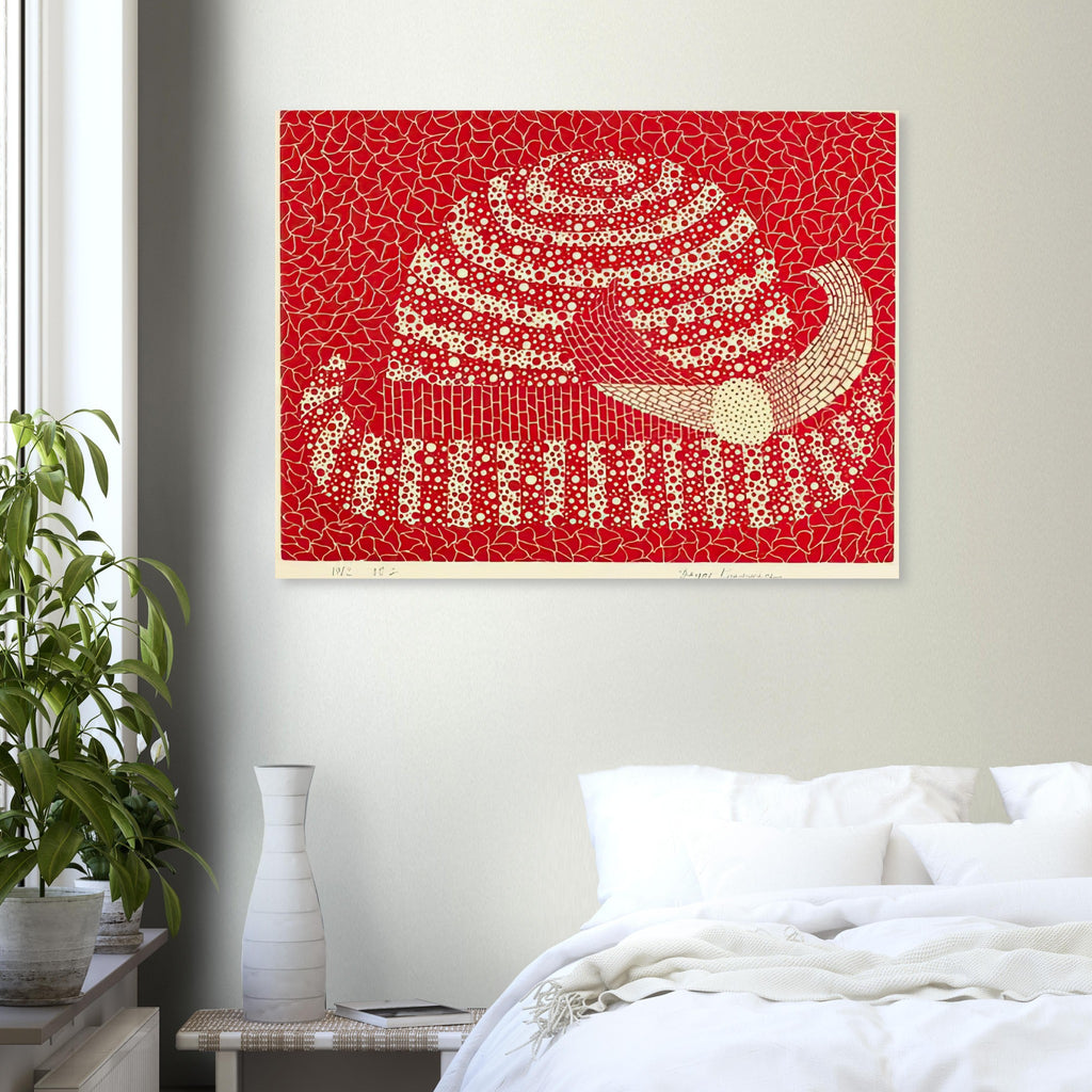 Yayoi Kusama poster — Hat (Red) presents a familiar accessory as an exercise in changing color and graphic character