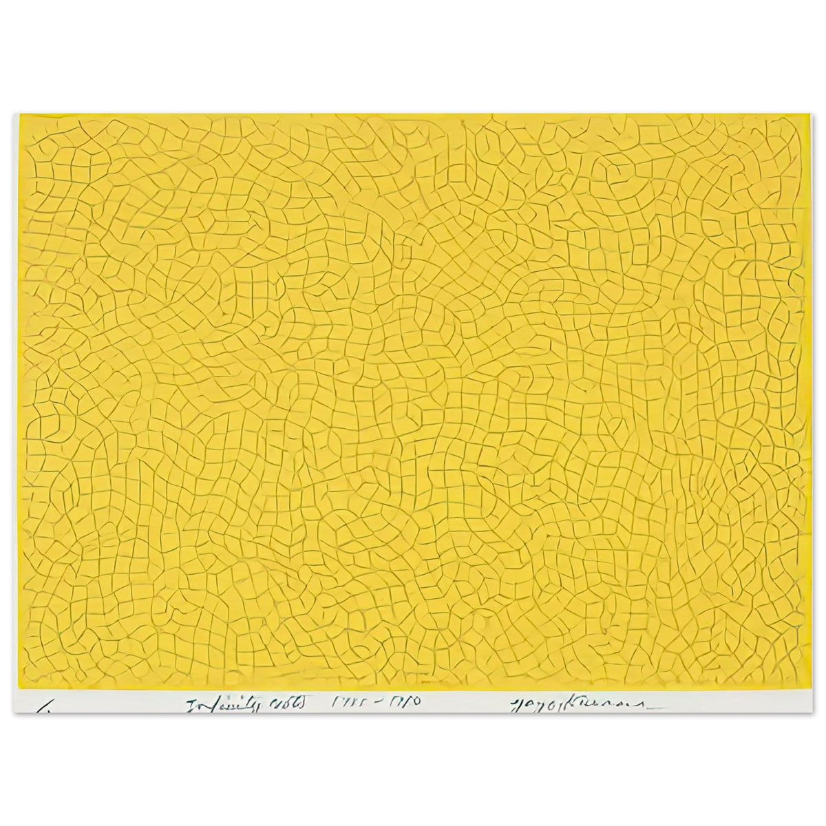 Yayoi Kusama poster — Infinity Nets (Image 6) explores Kusama’s Infinity Net as a field built from countless repeated marks, 15x20 cm / 6x8″