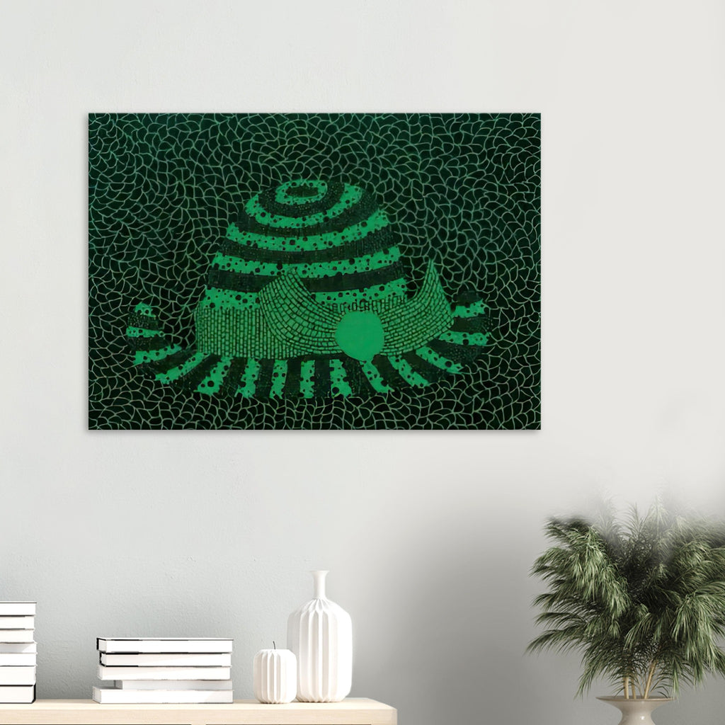 Yayoi Kusama canvas print — Hat (Green) presents a familiar accessory as an exercise in changing color and graphic character