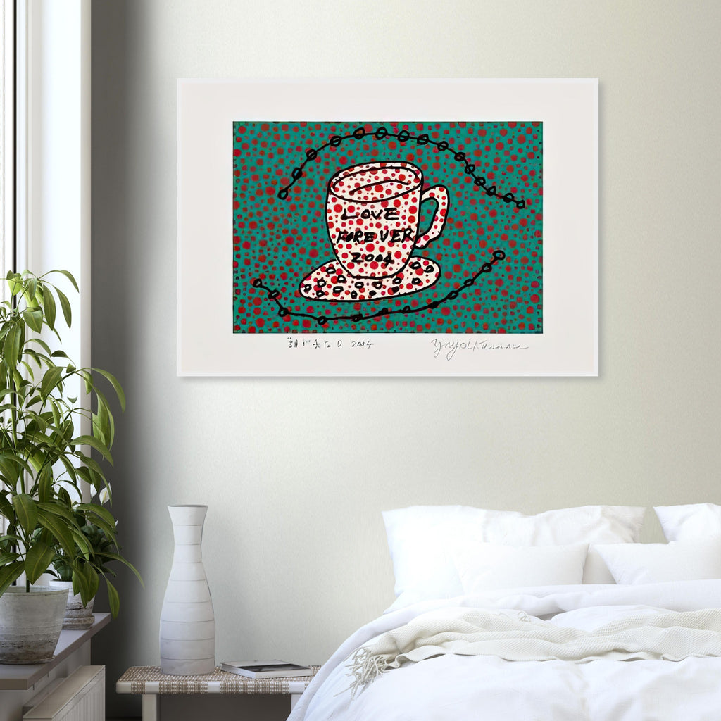 Yayoi Kusama framed print — Morning Is Here (D) joins a series of compact 2004 prints in which the beginning of the day becomes a subject for personal symbols and tightly controlled graphic