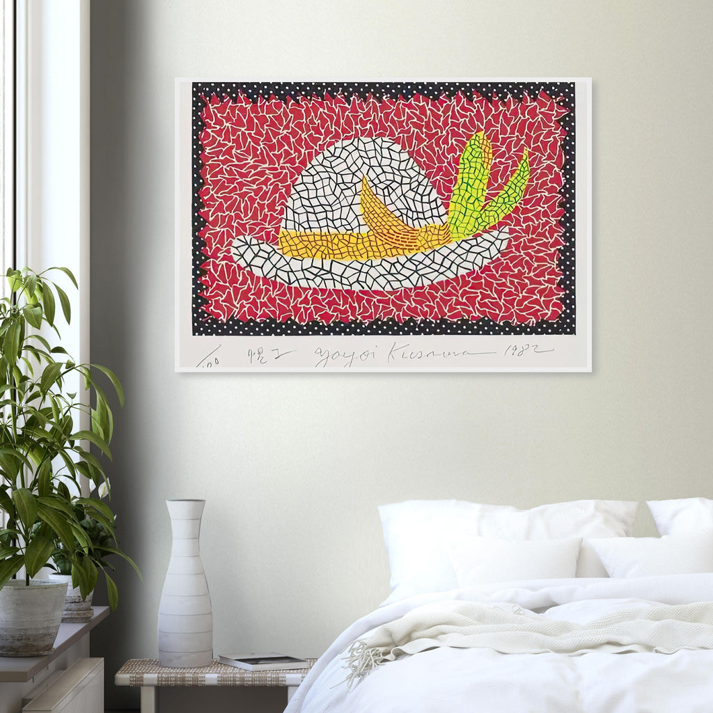 Yayoi Kusama framed print — Hat (4) turns an everyday hat into a subject for playful observation