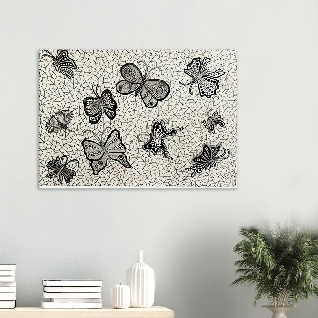 Yayoi Kusama canvas print — Butterflies draws on the delicate symmetry and movement of a familiar insect, a recurring subject in Kusama’s printmaking