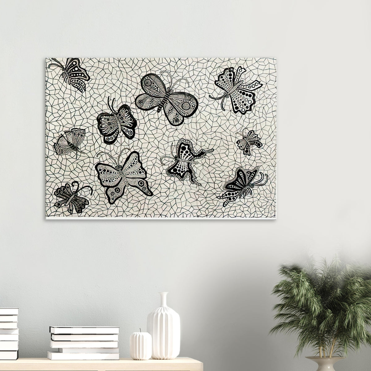 Yayoi Kusama canvas print — Butterflies draws on the delicate symmetry and movement of a familiar insect, a recurring subject in Kusama’s printmaking