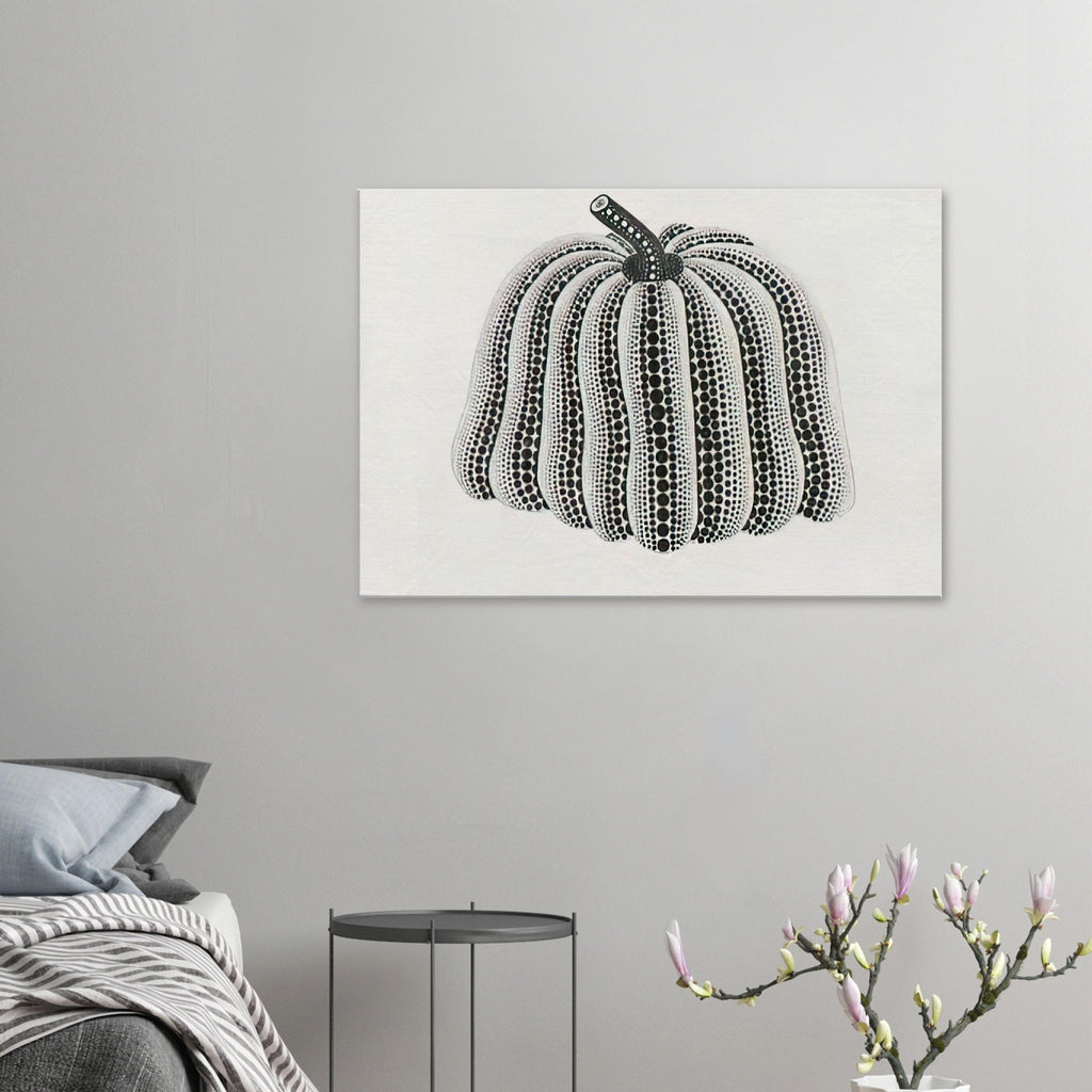 Yayoi Kusama canvas print — Pumpkin [Kusama 201] revisits Kusama’s best-known vegetable through the relationship between its distinctive form and repeating ornament