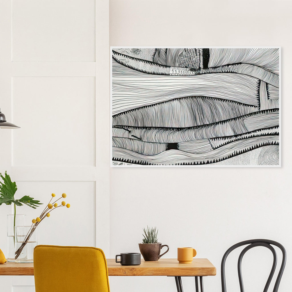 Yayoi Kusama framed print — Waves at Daybreak depicts the sea through the evocative meeting of moving water and the first light of morning