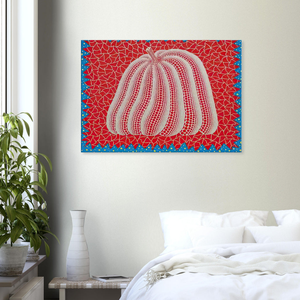 Yayoi Kusama canvas print — Citrouille II from Amour pour Toujours gives Kusama’s beloved pumpkin a celebratory role within a portfolio devoted to love