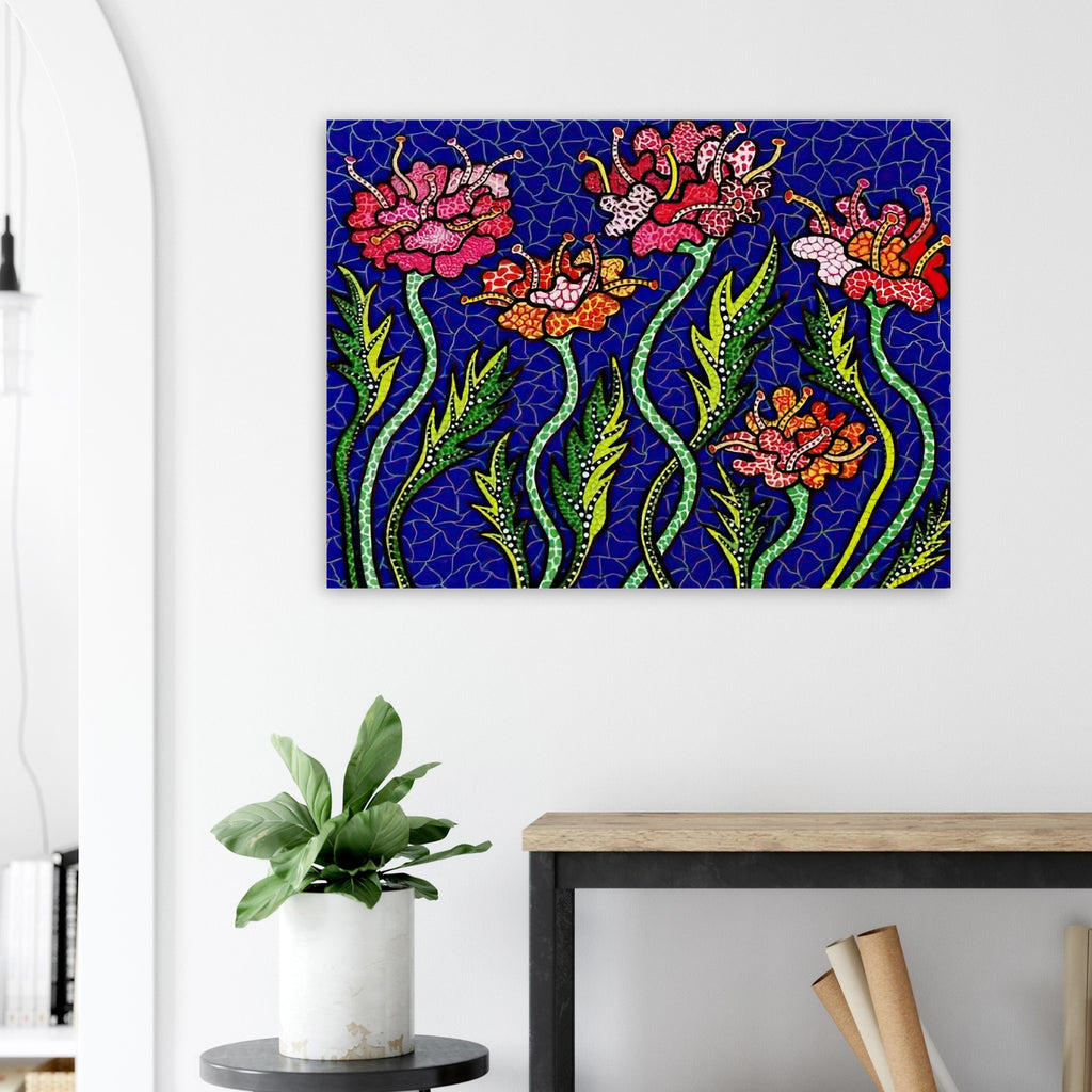 Yayoi Kusama poster — Summer Flowers brings a seasonal specificity to Kusama’s botanical imagery, suggesting a moment of warmth and vigorous bloom