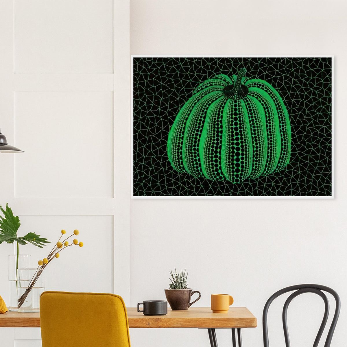 Yayoi Kusama framed print — Pumpkin (GY) is one precisely named variation on Yayoi Kusama’s iconic pumpkin theme