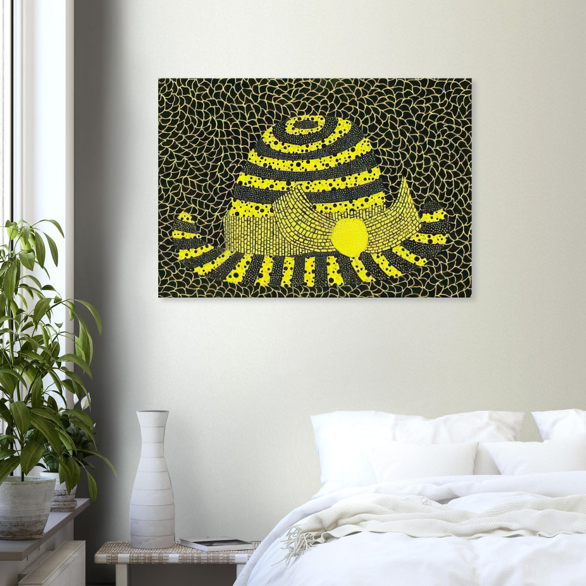 Yayoi Kusama canvas print — Hat (3) turns an everyday hat into a subject for playful observation