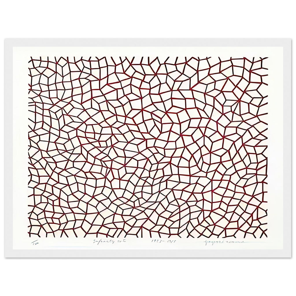 Yayoi Kusama framed print — Infinity Nets [Kusama 76] explores Kusama’s Infinity Net as a field built from countless repeated marks, white frame, 30x40 cm / 12x16″