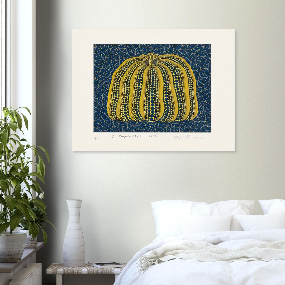 Yayoi Kusama poster — Pumpkin (BY) [Kusama 319] revisits Kusama’s best-known vegetable through the relationship between its distinctive form and repeating ornament