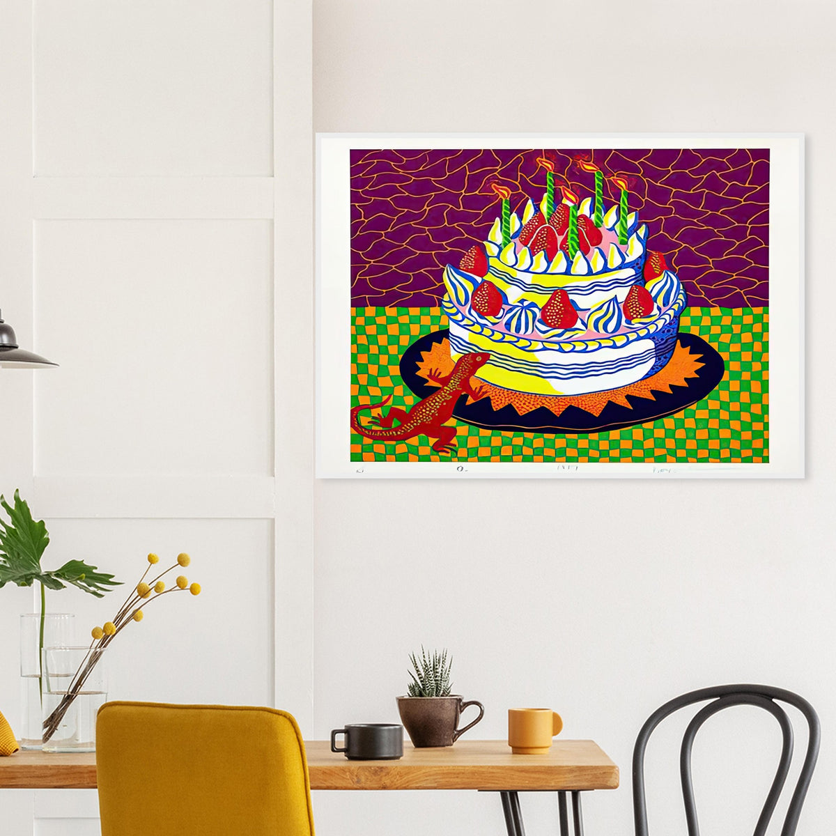 Yayoi Kusama framed print — Night introduces a quieter, open-ended atmosphere into a body of work often associated with highly charged repetition