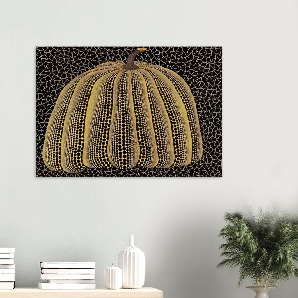 Yayoi Kusama canvas print — Pumpkin (Yellow Y) [Kusama 148] presents Kusama’s familiar pumpkin through an explicitly yellow variation