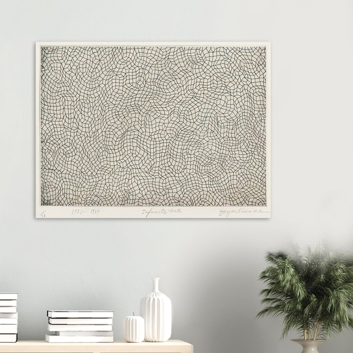 Yayoi Kusama poster — Infinity Nets [Kusama 51] explores Kusama’s Infinity Net as a field built from countless repeated marks