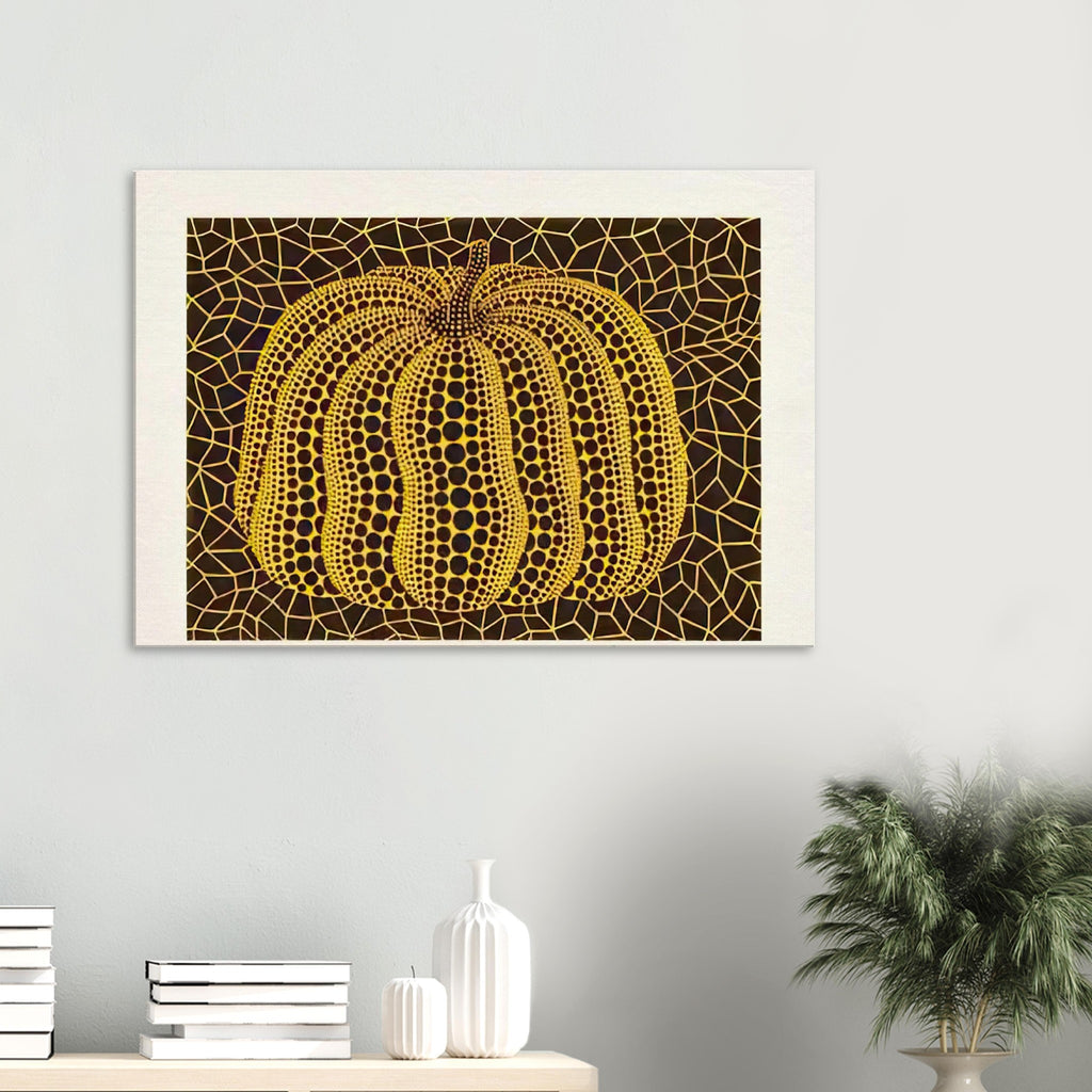 Yayoi Kusama canvas print — Small Pumpkin focuses on a compact, approachable version of Kusama’s most familiar motif