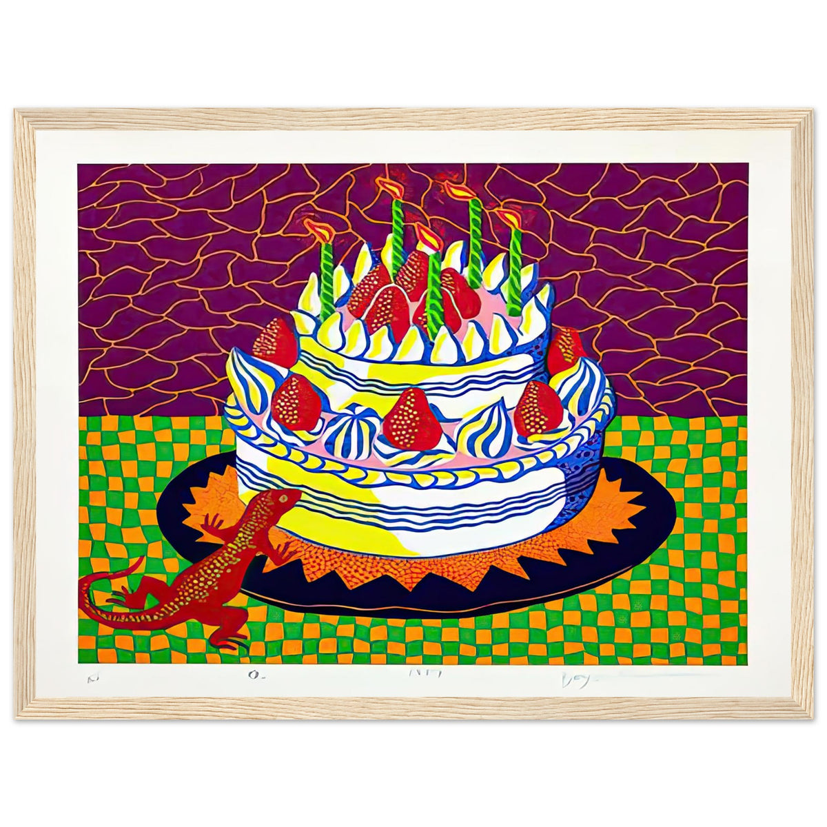 Yayoi Kusama framed print — Night introduces a quieter, open-ended atmosphere into a body of work often associated with highly charged repetition, wood frame, 30x40 cm / 12x16″