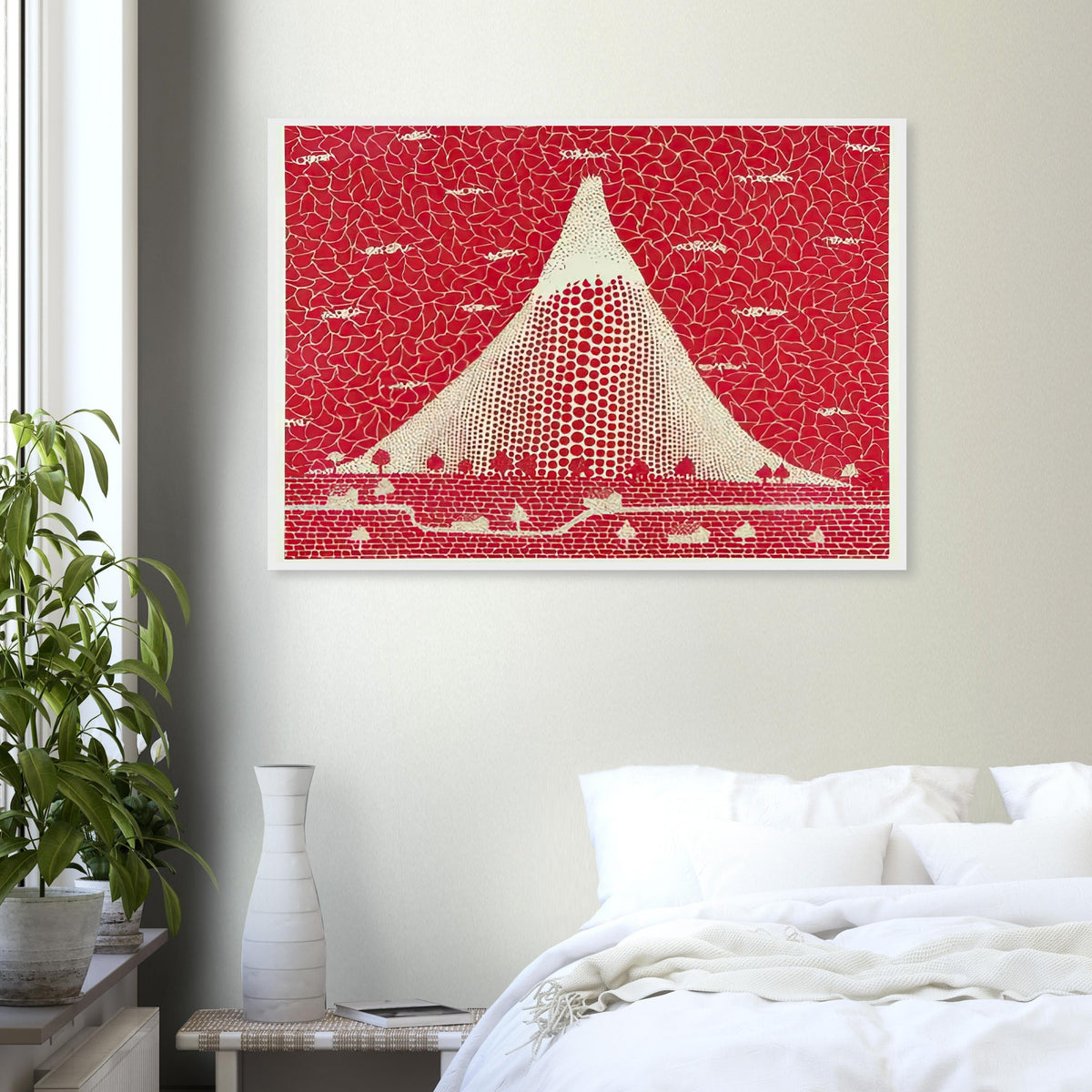 Yayoi Kusama framed print — Mt. Fuji takes a single iconic mountain and turns it into a meditation on shape, place and
