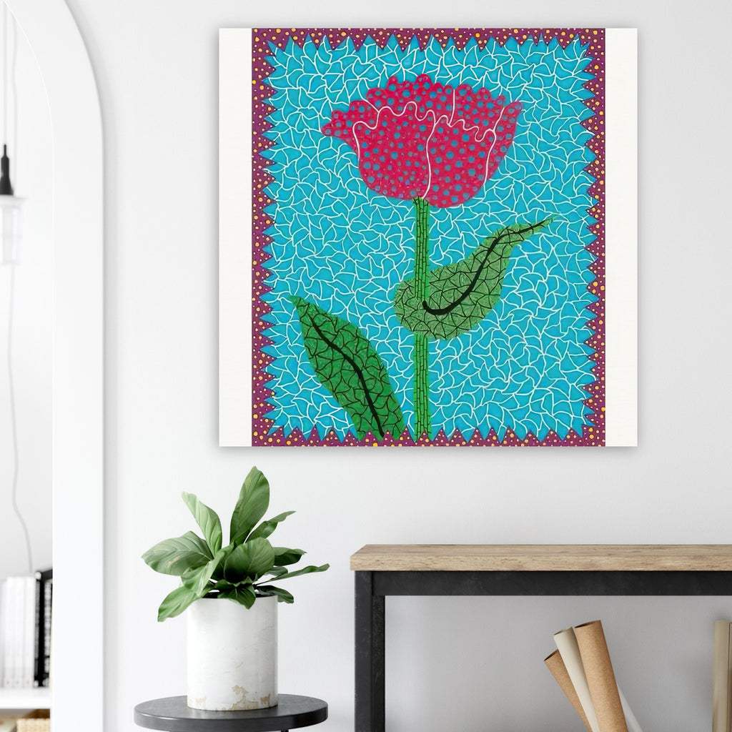 Yayoi Kusama poster — Tulipe II (Amour Pour Toujours) poster by Yayoi Kusama explores a stylized tulip from the Amour Pour Toujours print portfolio