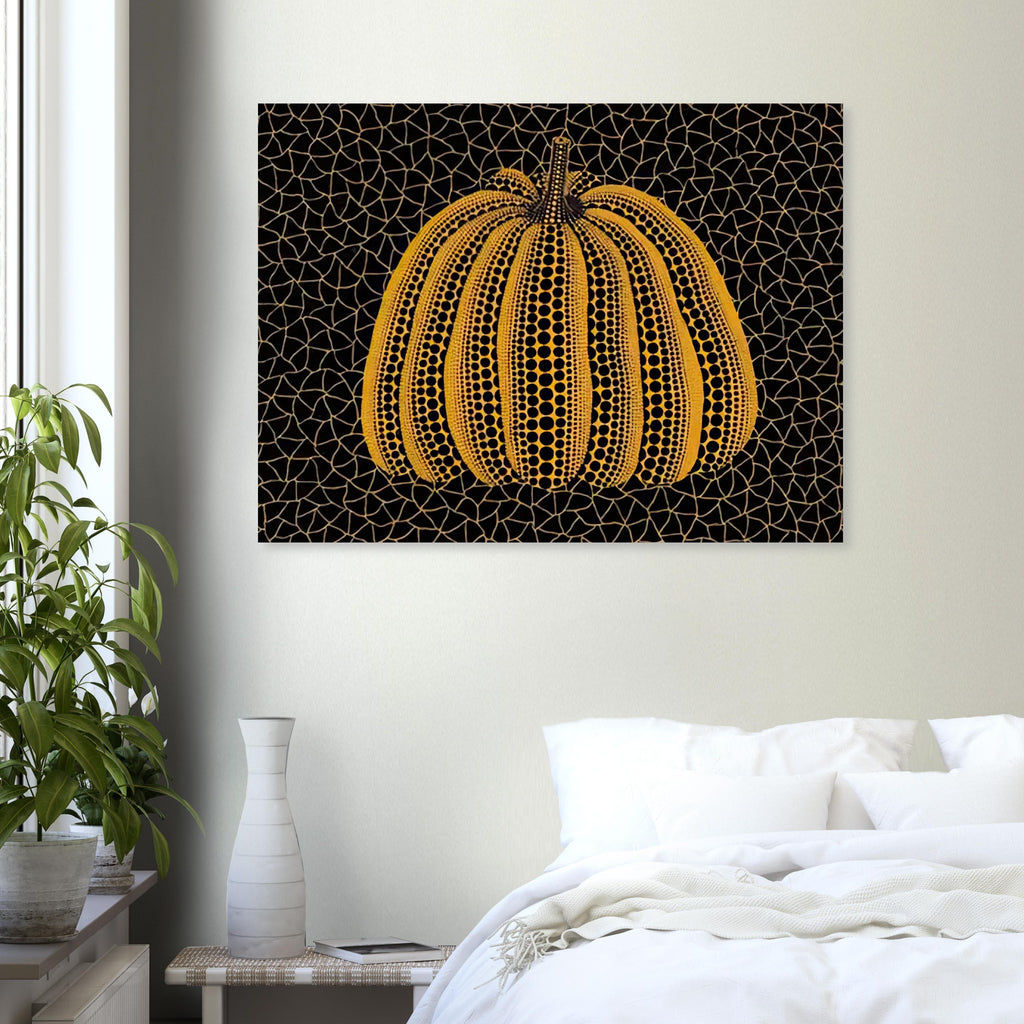 Yayoi Kusama poster — Pumpkin (YY) [Kusama 231] revisits Kusama’s best-known vegetable through the relationship between its distinctive form and repeating ornament