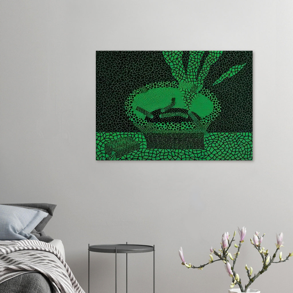 Yayoi Kusama canvas print — The familiar outline of an ashtray becomes unexpectedly compelling in this early Kusama still-life subject