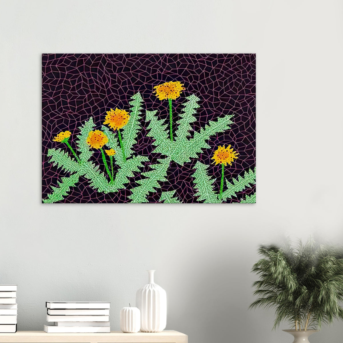 Yayoi Kusama canvas print — Dandelions [Kusama 85] approaches a common meadow flower as a subject worth close observation