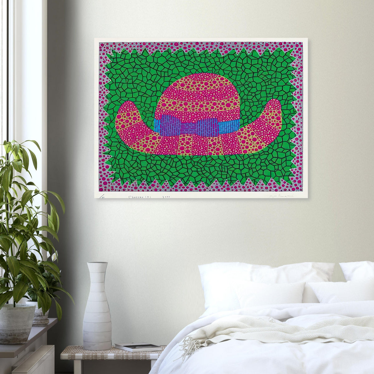 Yayoi Kusama poster — Chapeau II from Amour pour Toujours elevates a simple hat into a decorative, almost theatrical object