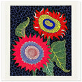 Yayoi Kusama poster — Sunflowers poster by Yayoi Kusama explores sunflowers transformed into a decorative and expressive floral motif, 30x30 cm / 12x12″