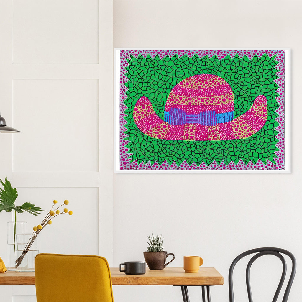 Yayoi Kusama framed print — Hat II turns an everyday hat into a subject for playful observation
