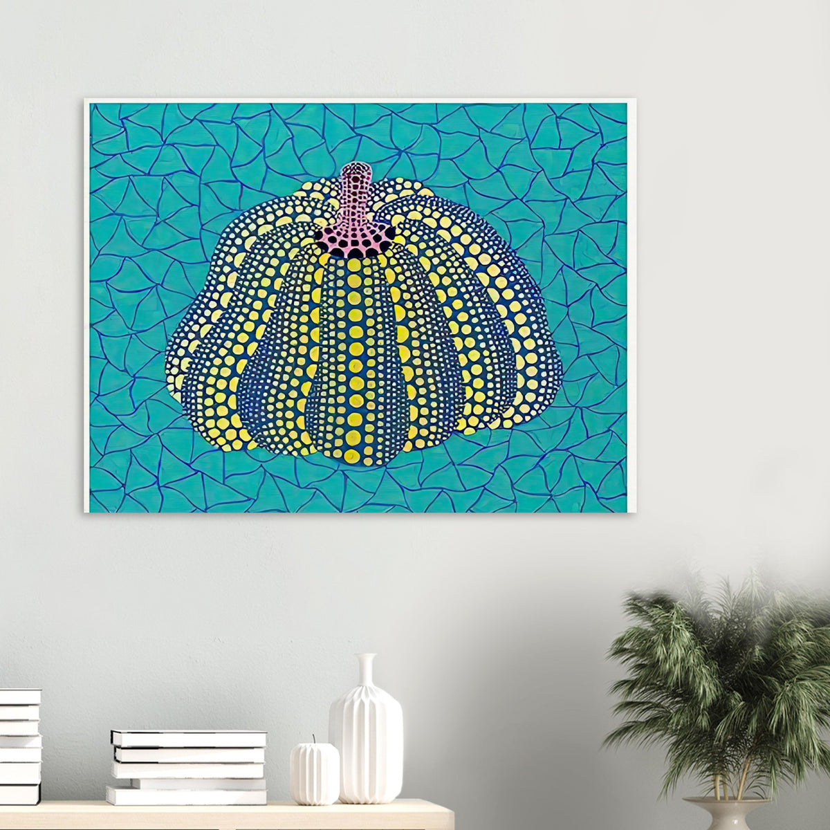 Yayoi Kusama poster — Pumpkin (OG) [Kusama 156] revisits Kusama’s best-known vegetable through the relationship between its distinctive form and repeating ornament