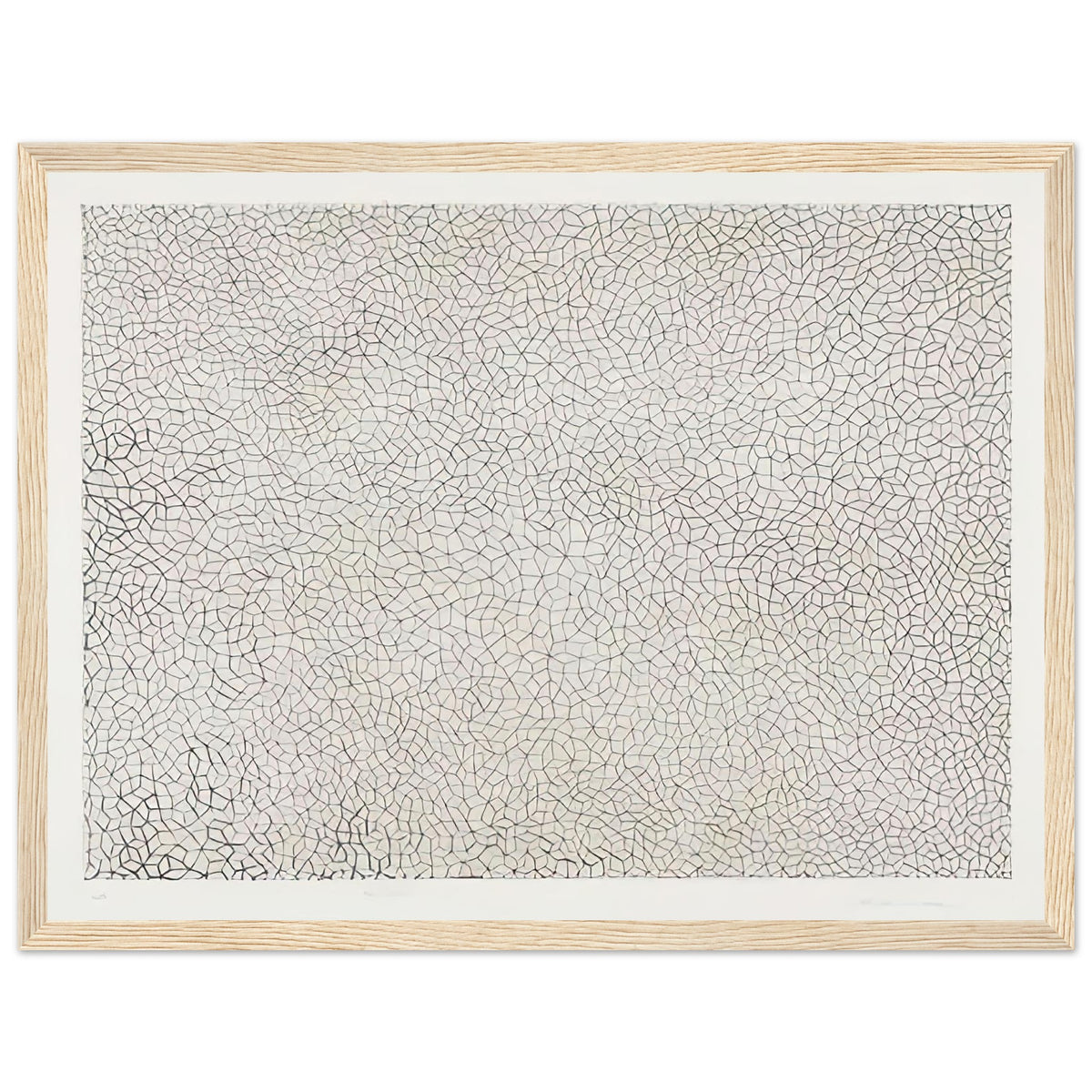 Yayoi Kusama framed print — Infinity Nets (Image 3) explores Kusama’s Infinity Net as a field built from countless repeated marks, wood frame, 30x40 cm / 12x16″