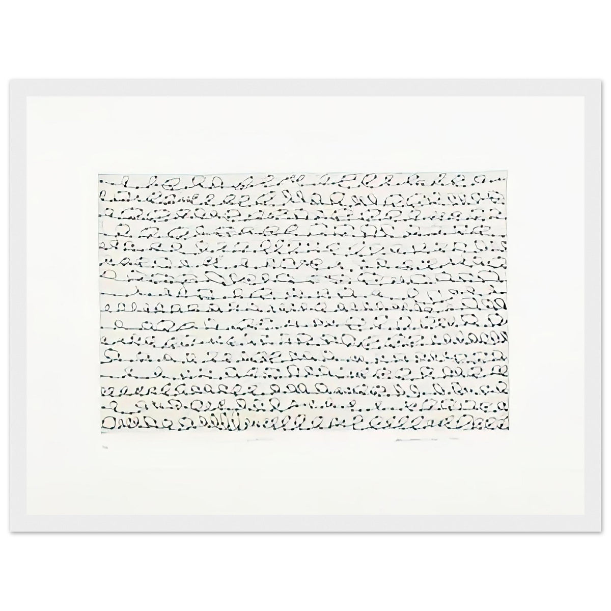 Yayoi Kusama framed print — Endless makes the idea of continuation its subject, inviting the eye to follow pattern without expecting a clear endpoint, white frame, 30x40 cm / 12x16″