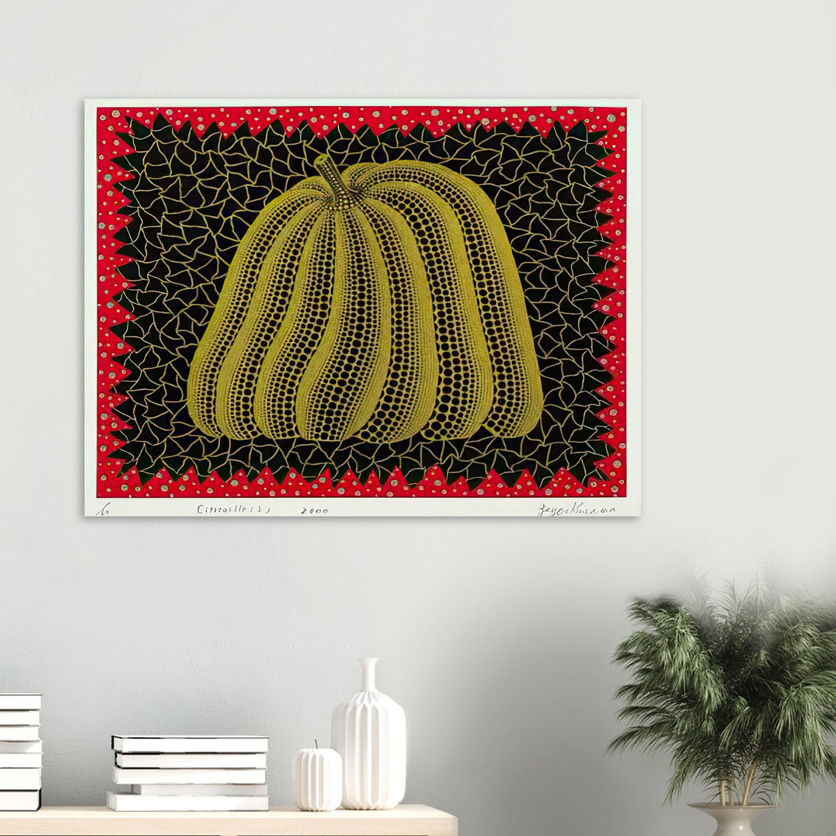 Yayoi Kusama poster — Citrouille I from Amour pour Toujours gives Kusama’s beloved pumpkin a celebratory role within a portfolio devoted to love