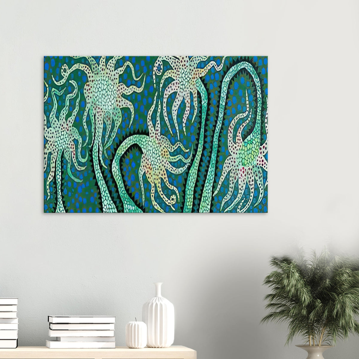 Yayoi Kusama canvas print — Night Flowers (B) explores the mystery of blossoms after dark