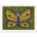 Yayoi Kusama framed print — Papillon I from Amour pour Toujours explores the butterfly as a symbol of delicacy and transformation, white frame, 30x40 cm / 12x16″