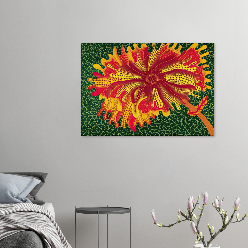Yayoi Kusama canvas print — Flower (A) treats a single flowering motif as a complete visual world