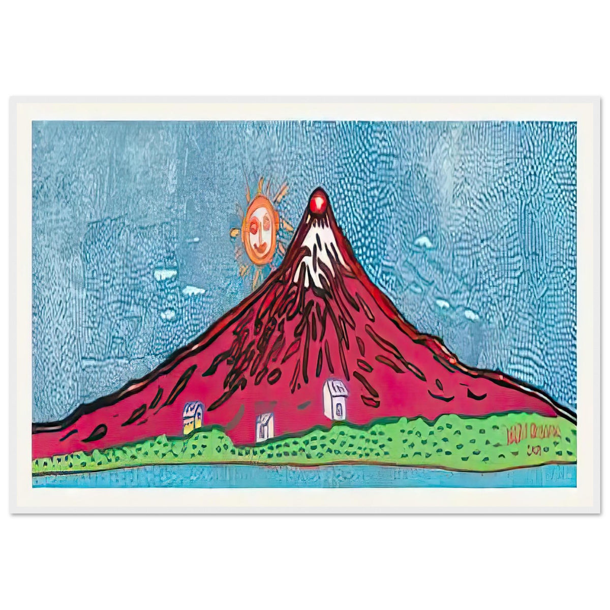 Yayoi Kusama framed print — Mt. Fuji in Seven Colours: Mt. Fuji I Love is Kusama’s red interpretation of the celebrated Japanese mountain. The, white frame, 70x100 cm / 28x40″