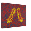 Yayoi Kusama canvas print — High Heels (1) makes a fashion accessory the protagonist of a Kusama print, 45x60 cm / 18x24″