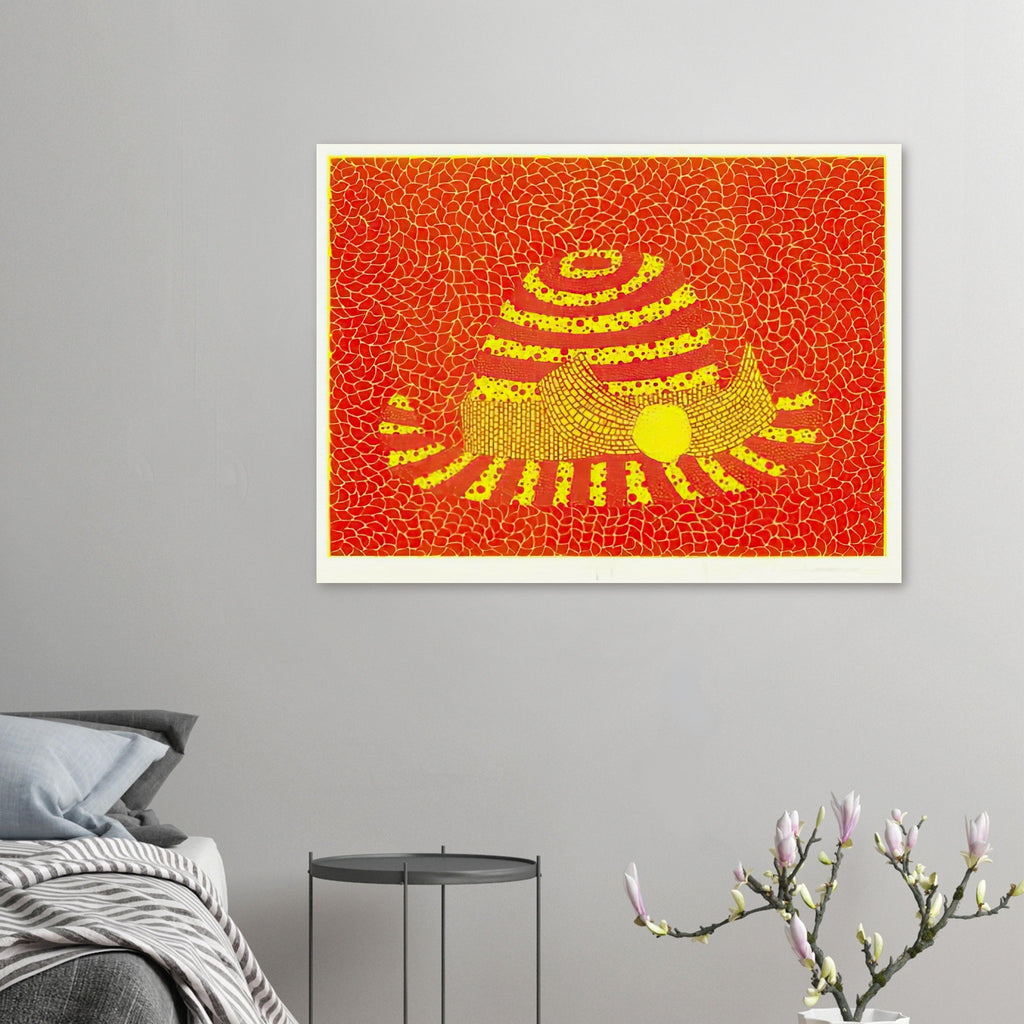 Yayoi Kusama poster — Hat (Orange) presents a familiar accessory as an exercise in changing color and graphic character