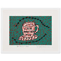 Yayoi Kusama framed print — Morning Is Here (D) joins a series of compact 2004 prints in which the beginning of the day becomes a subject for personal symbols and tightly controlled graphic, white frame, 30x40 cm / 12x16″