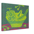 Yayoi Kusama canvas print — Fruit Basket (4) by Yayoi Kusama explores one of the artist’s recurring subjects: the abundance of ordinary fruit, 45x60 cm / 18x24″