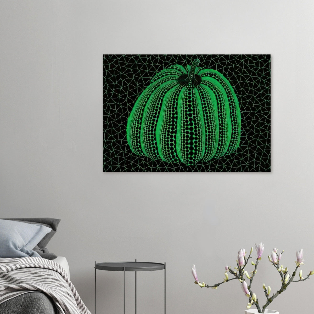 Yayoi Kusama canvas print — Pumpkin (GY) is one precisely named variation on Yayoi Kusama’s iconic pumpkin theme