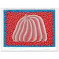 Yayoi Kusama framed print — Citrouille II from Amour pour Toujours gives Kusama’s beloved pumpkin a celebratory role within a portfolio devoted to love, white frame, 30x40 cm / 12x16″