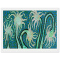 Yayoi Kusama framed print — Night Flowers (B) explores the mystery of blossoms after dark, white frame, 30x40 cm / 12x16″