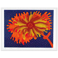 Yayoi Kusama framed print — Flower (C) treats a single flowering motif as a complete visual world, white frame, 30x40 cm / 12x16″