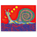 Yayoi Kusama poster — Snail takes a slow-moving creature and makes its spiral shell and delicate movement the center of attention, 15x20 cm / 6x8″