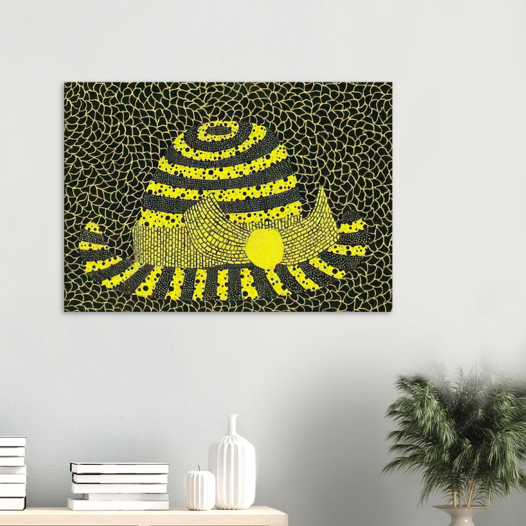 Yayoi Kusama canvas print — Hat (3) turns an everyday hat into a subject for playful observation
