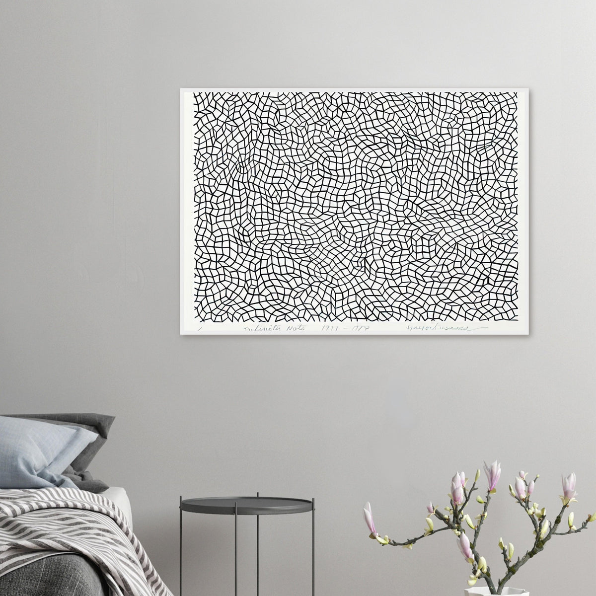 Yayoi Kusama framed print — Infinity Nets [Kusama 48] explores Kusama’s Infinity Net as a field built from countless repeated marks