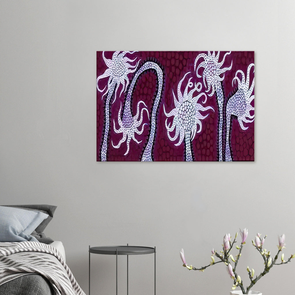 Yayoi Kusama canvas print — Night Flowers (A) explores the mystery of blossoms after dark