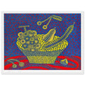 Yayoi Kusama framed print — Fruit Basket (1) by Yayoi Kusama explores one of the artist’s recurring subjects: the abundance of ordinary fruit, white frame, 30x40 cm / 12x16″