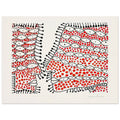 Yayoi Kusama poster — Beginning of Love suggests an intimate emotional moment expressed through Kusama’s recurring language of patterns and simple forms, 15x20 cm / 6x8″